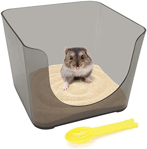 Caixa de areia de banho de hamster de bnosdm, recipiente de banho de poeira de pequenos animais com bolsa de plástico transparente