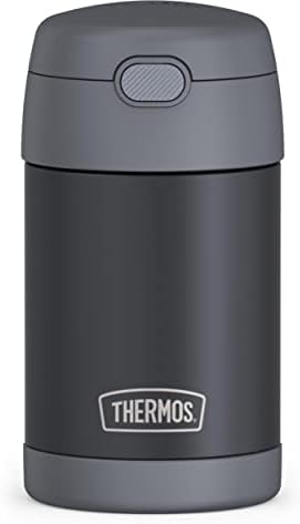 Thermos FuntainTer 16 onças de aço inoxidável a vácuo jarra de alimentos com colher, carvão fosco