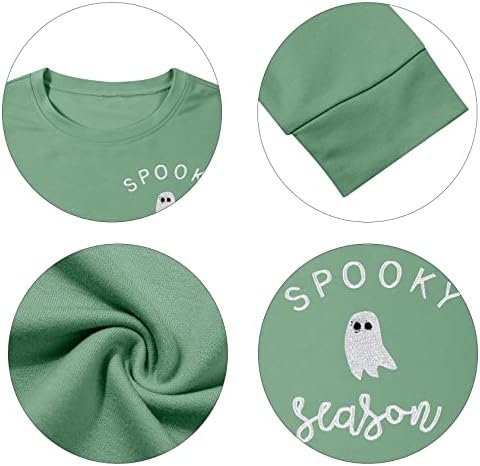 Sweothirshirts de Halloween para mulheres Spooky Spooky Sweatshirt Sweatshirt Ghost Bordeded Crewneck Sweater Casual Pullover fofo