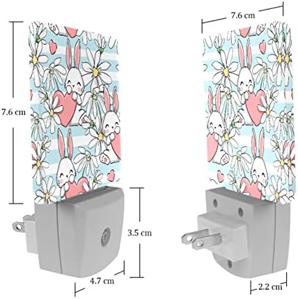 2 Pacote de plug-in nightlight LED Night Light Ratos fofos e flores e coração rosa, sensor do anoitecer para o amanhecer