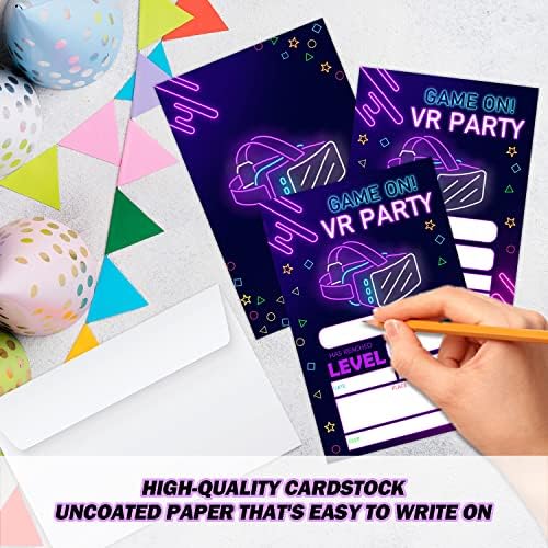 Convites para festas de festas VR Haipino, convites de festa de aniversário de realidade virtual para meninos adolescentes,