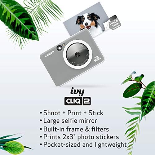 Canon Ivy Cliq 2 Impressora de câmera instantânea, mini impressora fotográfica, pacote de papel fotográfico fosco Zink, 50 folhas