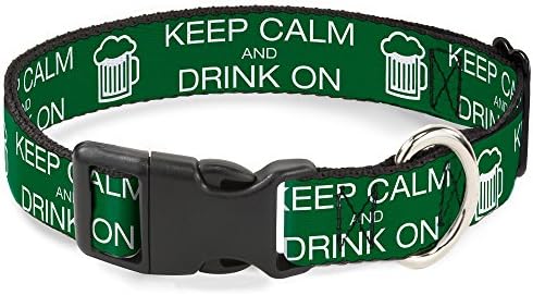 Collar de clipe de plástico - mantenha a calma e beba em cerveja verde branco - larga 13-18