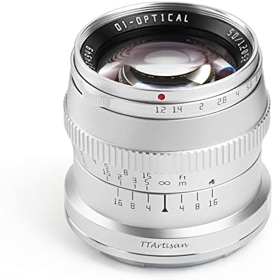 Ttartisan 50mm F1.2 APS-C Manual Focus Lente de prata para câmeras de montagem Canon EOS-M como M1 M2 M3 M5 M6 M6II M10 M100
