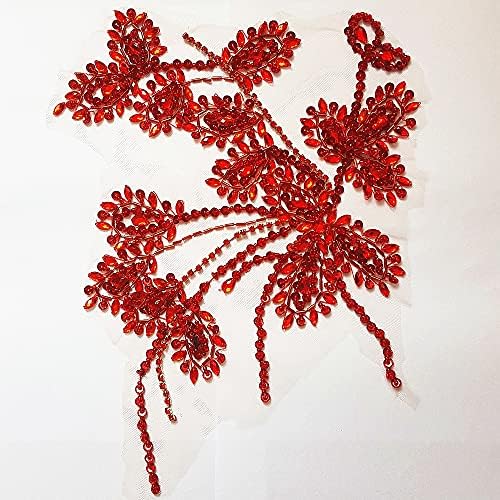 Uxzdx lindas miçangas de costura vermelha shinestone remendam pedras e cristais strols for wedding vestidos figurinos