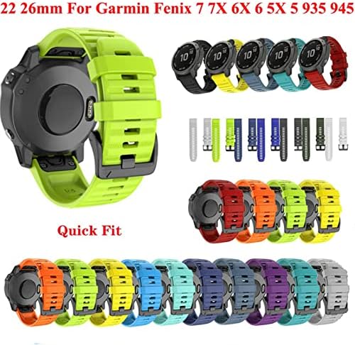 KFAA 26 20 22mm Silicone Redunda rápida Bandeira da faixa de vigia para Garmin Fenix ​​7x 6x relógio EasyFit Strap Strap