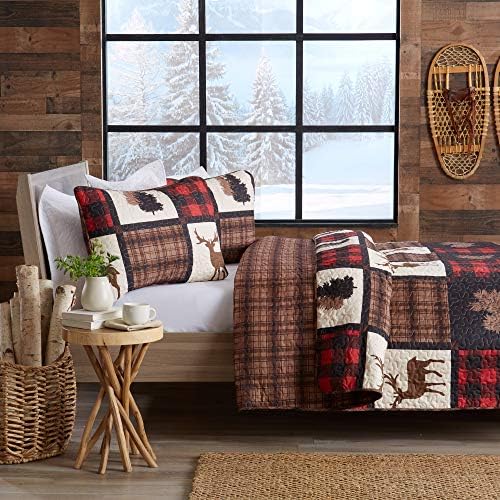 Great Bay Home Bedding Conjunto, colcha de camas de lodge com 2 shams, cabine 3 peças reversível durante toda