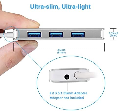 Rosonway 5 Porta Alumínio USB Hub com 4 portas USB 3.0 e 1 porta de carregamento rápido USB + alumínio 4 porta Ultra Slim