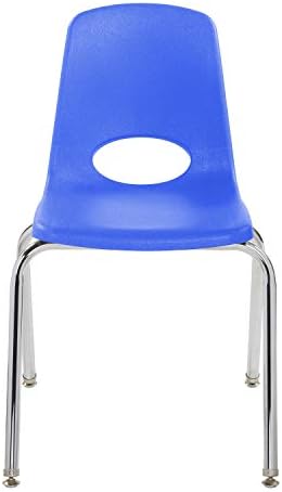Factory Direct Partners 10384-Bl 18 Cadeira de pilha escolar, empilhando o assento do aluno com pernas de aço cromado e planídeos