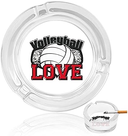 Volleyball Love Crystal Ashtray Cigarettes e Charutos Bandejas de cinzas Caso redondo de vidro Decoração ao ar livre