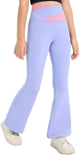 Girls Leggings Bootcut Calças casuais cruzam o treino de calça de ioga de alta cintura alta, correndo de 6 a 14 anos