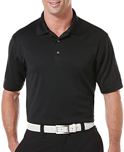 PGA Tour Men's Airflux Mesh Solid Mesh Manga Camisa Polo de Golfe