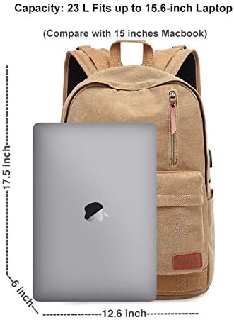 Mochila laptop da Uniwalk Canvas, mochila à prova d'água com USB Charging College