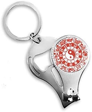 Diagramas chineses de Taiji Yin-yang Zodíaco Nipper anel da chave do anel Chain Bottle abridor de garrafa de garrafa