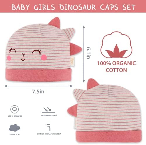 Dokma Organic Cotton Bandana Bibs, Setent Hats Set - Para recém -nascido, infantil - super absorvente, sem arranhões