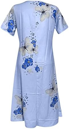 Vestido de noiva nokmopo estampa floral manga curta vestido midi casual v rush button bolsos de longa praia