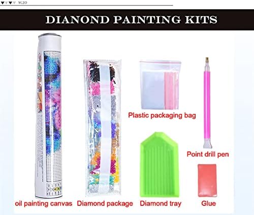 Yczo Christmas Diamond Painting Kits para adultos, Arte de diamante para crianças Papai Noel Decoração de parede, pintura