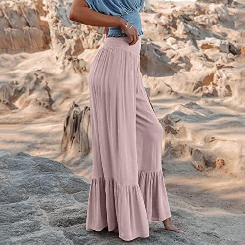 Women Summer Flare Palazzo calça 2023 Bolo de cintura alta Bell Bottom Bottom Logo Defy Wide Perguas Praia Pant calça