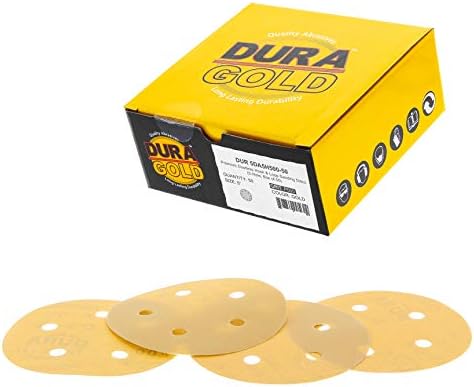 DURA -GOLD 5 discos de lixamento - 500 Grit - 5 ° Furos e 5 Hook & Loop DA Placa de apoio
