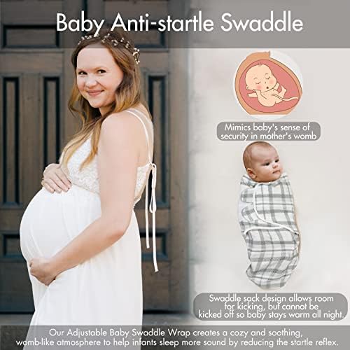 Baby Swaddle Blanket Wrap for Boys & Girls, recém-nascido Sleeps Mack Schedles Sack 0-3 meses, Algodão orgânico 2-PK, saco de