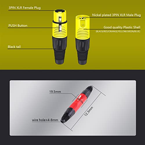 RFXCOM 3pin x L R RIFECTOR EM MASCO/FEMANHO PLÁSTICO DE CHAPL PLÁSTICO PARA MICLOPONENTE XLR JACK 6 CORES 1PCS