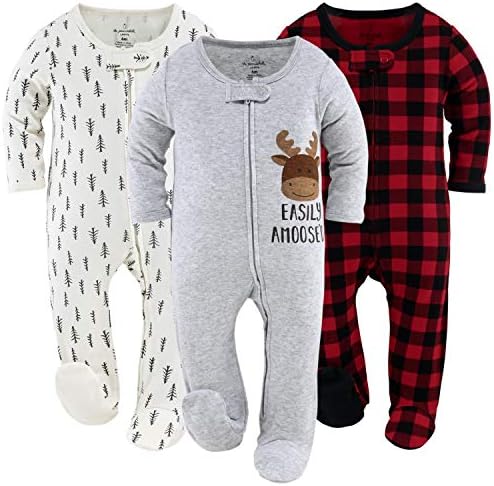 O Beanutshell Pedaçou bebês que dormem para meninos ou meninas, Buffalo Plaid & Woodland, Tamanhos de recém -nascido a 12 meses