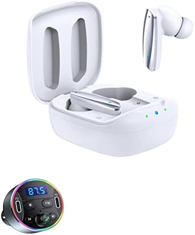 True Wireless Sceleo Bluetooth Earbuds com caixa de carregamento, fones de ouvido estéreo Bluetooth 5.0, microfones embutidos,