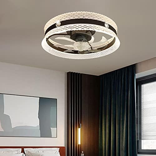 Fã Fehun com luz de teto e controle remoto Silêncio 3 velocidades Bedroom LED LED Dimmível Ultra-Fingro Fan Light com Timer moderno