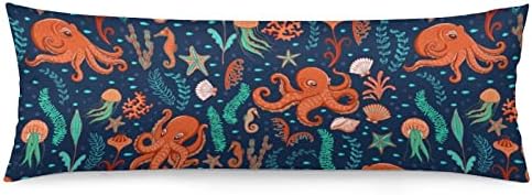 Capas de travesseiros corporais 20x54 polegadas Octopuses conchas de marelas de algas marinhas decorativas de travesseiro de