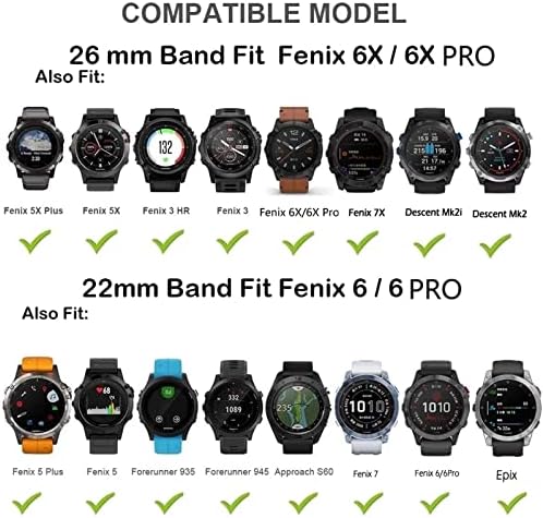 AMSH 26 mm Silicone Redunda Relógio Relógio Strap para Garmin Fenix ​​7x 7 6 6x Pro 5x 5Plus 3HR Smartwatch EasyFit Rose