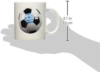 3drose Mug_157028_1 Bola de futebol com a bandeira nacional da Grécia na caneca de cerâmica grega, 11 onças
