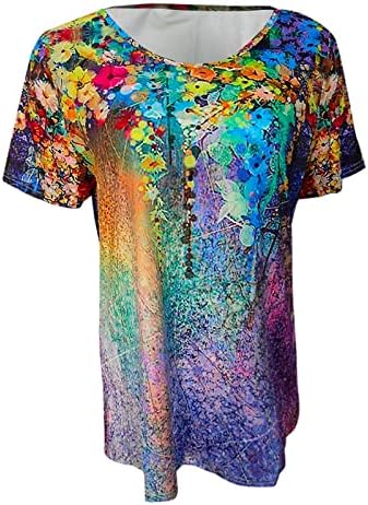 Camiseta sexy de decote em V feminino 2023 Tees impressos de moda Bloups