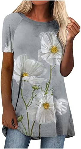 Tshirts de verão para mulheres 2023 Mulheres de manga curta Tee floral Tops de negócios Túnica da moda