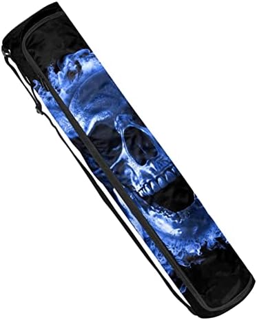 Bolsa de tapete de ioga, cabeça de crânio em Blue Fire Exercício de ioga transportadora de tape