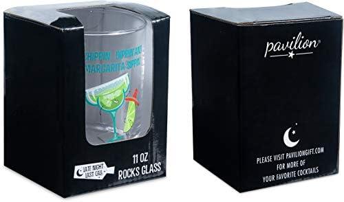 Companhia de presentes de pavilhão Chippin ', Dippin' e Margarita Sippin Ball Ball 11 Oz Rocks Glass, 1 contagem, verde