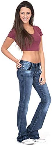 Andongnywell jeans feminino feminino plus size elasty skinny bastão bootcut calça de calça com franjamento de jeans