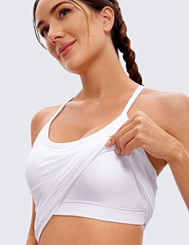 Tampas de treino sem costura da CRZ Yoga para mulheres, camisetas esportivas atléticas em camisole com sutiã embutido