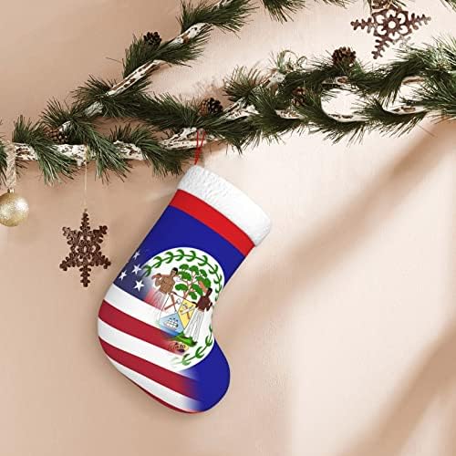 TZT American Flag and Flag of Belize Christmas meias, presentes de festa de férias de Natal para decorações de férias em família