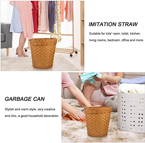 Alipis Laundry Horking Wicker Wicker Waste Basket Terceneiro cesto de cesta redonda Round Wicker Wicker Paper Bin