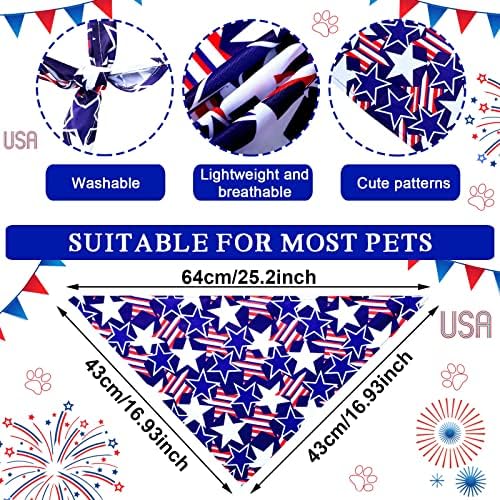 40 PCs 4 de julho do Dia da Independência Bandanas Triângulo American Bandeira Americana Cachorro Ajuste Estrela Ajusta Pet Bandana