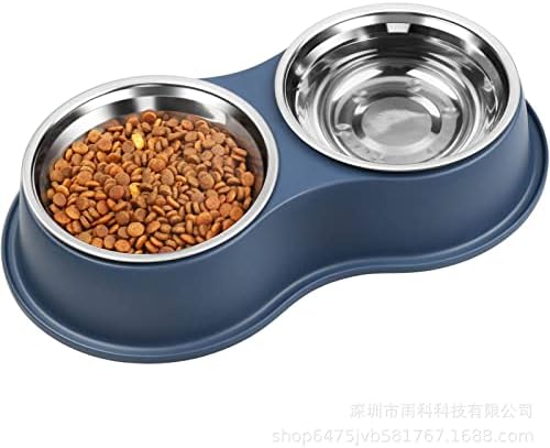 NA Tigela de cães Bacia de alimentos tigela de aço inoxidável para animais de estimação Two-um em uma tigela dupla removível