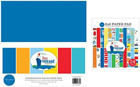Carta Bella Paper Collection Pacote: Bon Voyage 12 ”x 12” Pacote de papel sólido + Bon Voyage 6 ”x 6” Pacote de papel de dupla face