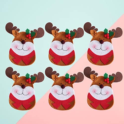 PretyZoom 12pcs portador não tecido Candy Elk Bolsões de rena Bag Sacos de talheres de férias para talheres Tabel Party Ornament