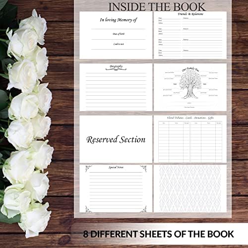 Lacunas Store Rose Floral Funeral Guest Book 9 x 7 em memória amorosa e celebração da vida assinatura