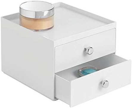 Idesign Clarity Livre BPA Organizador de Vantidade de 3 Detanhas com Bandeja-6,47 x 6,97 x 7 , Branco