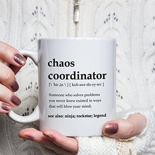 Coordenador de Shqiueos Chaos Presente de caneca, presentes de chefe para homens homens, presente de líder, presentes