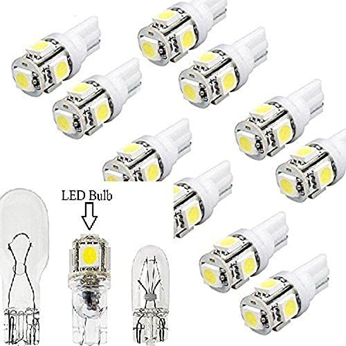 Akdsteel 10x LED substituições para a paisagem de Malibu Luz 5 LED/SMD por lâmpada 194 T10 T5 Base de cunha Cool Branca 12V