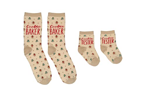 Pearhead Cookie Baker/Tester Sock Set, Primeiro presente de Natal do bebê, meias combinando para novos pais ou pais,