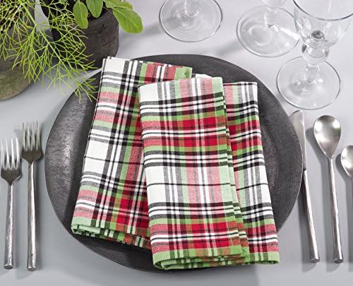 Saro Lifestyle Hensel Collection Design Plaid Cotton Napkin-set de 4, 20 , Multi