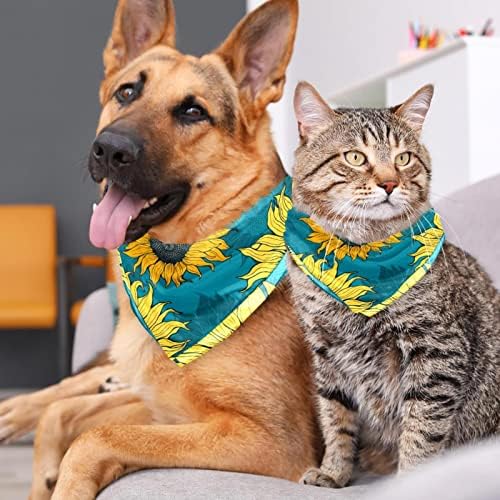 2 pacote de cachorro bandana girassal na menina azul menino fotão de animais de estimação cachorro lenço de cachorro acessórios